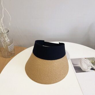 Magic Tape Panama Vrouwen Strooien Hoed Lege Top Zomer Hoed Zon Outdoor Sport Vissen Strand Chapeau Кепка Женская khaki