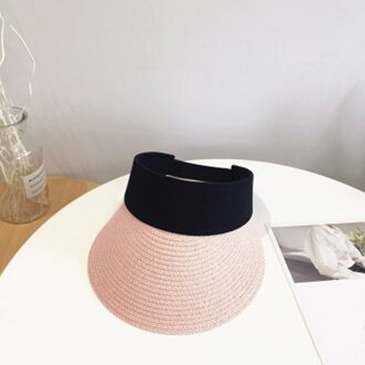 Magic Tape Panama Vrouwen Strooien Hoed Lege Top Zomer Hoed Zon Outdoor Sport Vissen Strand Chapeau Кепка Женская Roze