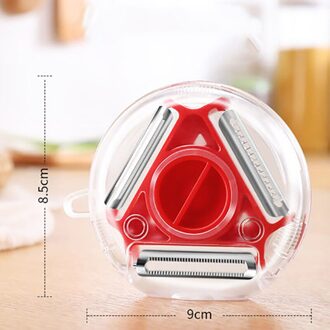 Magic Trio Peeler Slicer Rvs Dunschiller Shredder Julienne Groentesnijder Multi Peel Blade Rasp Keuken Vruchten Tool rood