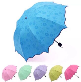 Magic Uv Folding Zon/Regen Winddicht Bloei Paraplu Voor Womens Mens Dames Meisjes Kinderen Home Reizen Regen gear 07 6kleur willekeurig