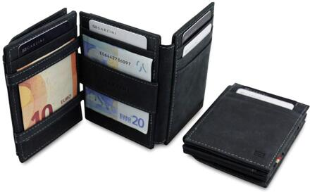 Magic Wallet Magistrale met Muntvak RFID Leder Zwart