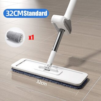 Magic Zelfreinigende Squeeze Mop Microfiber Spin En Gaan Platte Mop Voor Wassen Vloer Thuis Schoonmaken Tool Badkamer Accessoires 32cm-Mop-1Cloth