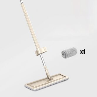 Magic Zelfreinigende Squeeze Mop Microfiber Spin En Gaan Platte Mop Voor Wassen Vloer Thuis Schoonmaken Tool Badkamer Accessoires khaki-1stk