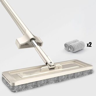 Magic Zelfreinigende Squeeze Mop Microfiber Spin En Gaan Platte Mop Voor Wassen Vloer Thuis Schoonmaken Tool Badkamer Accessoires khaki-2stk
