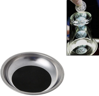 Magical Steel Cup Mat Coin Penetrates Into The Cup Tricks Through the Glass