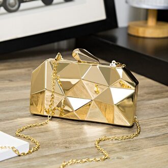 MAGICYZ Goud Acryl Doos Geometrie Clutch Avondtasje Elegent Chain Handtas Voor Party Schoudertas Voor Bruiloft/Dating /Party