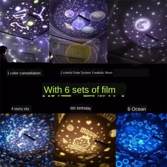 Magische Sterrenhemel Led Projector Night Light Sterrenhemel Maan Projector Night Lamp Kleurrijke Roterende Lamp Voor Baby Kinderen ZM829 gewoon paragraph