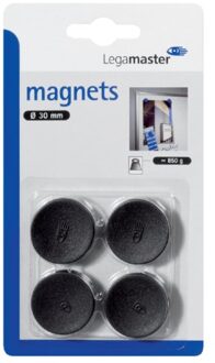 Magneet Legamaster 30mm 850gr zwart 4stuks