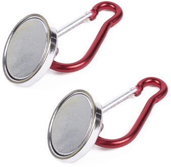 Magneet met karabijnhaak - 2x stuks - karabiner - tot 15 kg - musketon