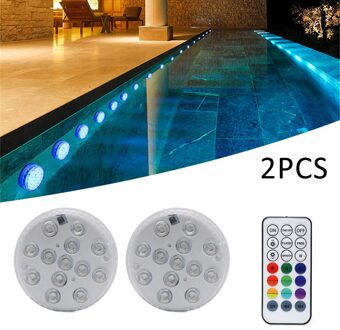 Magneet Zuignap Functie Zwembad Decor Lamp Rgb 13LED Dompelpompen Licht Waterdichte Outdoor Onderwater Night Lamp 2stk