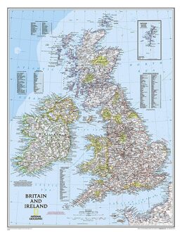 Magneetbord - Wandkaart British Isles - Groot Brittannië en Ierland, 61 x 76 cm | National Geographic