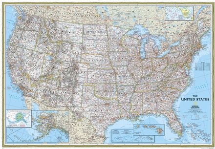 Magneetbord - Wandkaart USA - Verenigde Staten, politiek, 110 x 77 cm | National Geographic