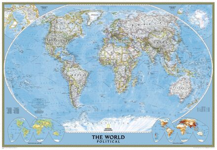 Magneetbord - Wereldkaart 85PM Wereldkaart, World Political, 280 x 194 cm | National Geographic