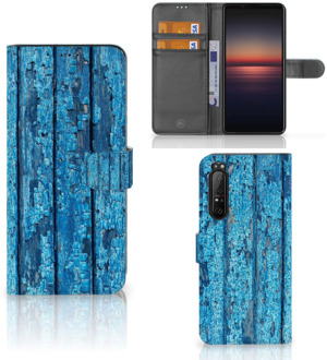 Magnet Case Sony Xperia 1 II Telefoonhoesje Wood Blue