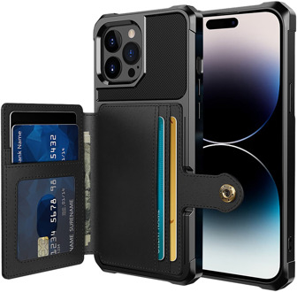 Magnetic Card Hoesje geschikt voor iPhone 14 Pro Max - Zwart