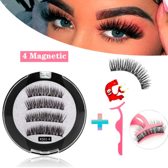 Magnetic false eyelashes natural lashes eyelash with four magnets magnetic lash reusable makeup magnetic eyelash extensions