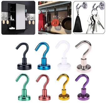 Magnetic Hooks Powerful Hook Magnet Holder 10kg Suction Wall Hook Holder Support Hardware Magnetic Tool Silver