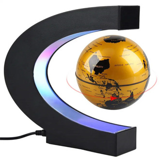 Magnetic Levitation Floating World Map Globe Rotating Suspended In Air with LED Lights for Learning Teaching Demo Office Desk