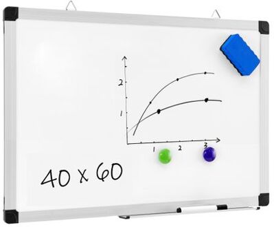 magnetisch Whiteboard 40 x 60cm, Planbord, Schoolbord inclusief uitwisbare stift, wisser en afleggoot