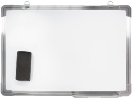Magnetisch whiteboard - met pennengoot en wisser - 50 x 35 cm