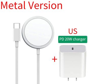 Magnetische 15W Draadloze Oplader Voor Iphone 12/12 Mini/12 Pro/12 Pro Max Snelle Draadloze Opladen Telefoon oplader Voor Samsung S9 Xiaomi Metal Version-US
