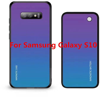 Magnetische Acculader Gevallen Voor Samsung Galaxy S10 Batterij Case 5000Mah Draadloze Opladen Externe Batterij Powerbank Cover donker blauw