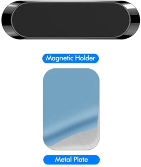 Magnetische Auto Telefoon Houder Dashboard Mini Strip Shape Stand Voor Iphone Samsung Xiaomi Metalen Magneet Gps Auto Mount Voor Muur grijs-zwart