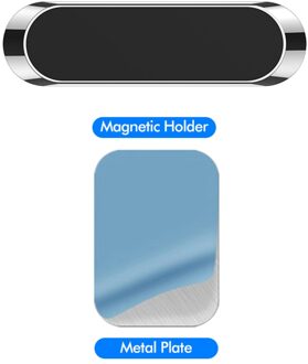 Magnetische Auto Telefoon Houder Dashboard Mini Strip Shape Stand Voor Iphone Samsung Xiaomi Metalen Magneet Gps Auto Mount Voor Muur zilver