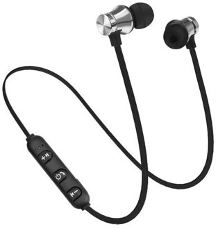 Magnetische Bluetooth 4.2 Adsorptie Draadloze S8 In-Ear Oortelefoon Met Microfoon Sport Hoofdtelefoon Bass Stereo Oortelefoon Voor Alle Telefoon zilver