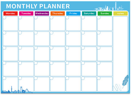 Magnetische Board A3 Maandelijkse Kalender, droge Wissen Magnetische whiteboard Tekening Voor Keuken Koelkast Schaafmachine/42*29.7 CM