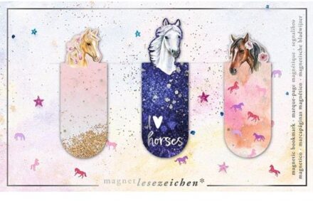 Magnetische boekenlegger paarden, set van 3