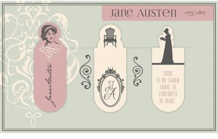 Magnetische Boekenleggers Jane Austen 6 Cm 3 Stuks Multikleur