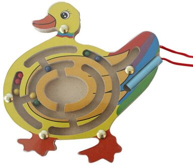 Magnetische Doolhof Houten Puzzel Labyrint Cartoon Dierlijke Vorm Kinderen Vroeg Leren Educatief Intellectuele Game Speelgoed Voor Kinderen eend