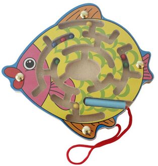 Magnetische Doolhof Houten Puzzel Labyrint Cartoon Dierlijke Vorm Kinderen Vroeg Leren Educatief Intellectuele Game Speelgoed Voor Kinderen vis