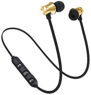 Magnetische Draadloze Bluetooth Headset XT11 Muziek Headset Nekband Sport Headset Met Microfoon Voor Iphone Samsung Xiaomi Headset gouden