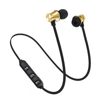 Magnetische Draadloze Oortelefoon Bluetooth Oortelefoon Stereo Sport Waterdichte Oordopjes Draadloze In-Ear Headset Met Microfoon gouden