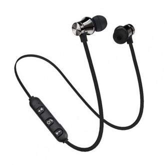 Magnetische Draadloze Oortelefoon Bluetooth Oortelefoon Stereo Sport Waterdichte Oordopjes Draadloze In-Ear Headset Met Microfoon zwart