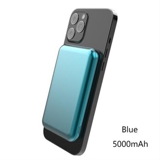 Magnetische Draadloze Oplader Power Bank10000mAh QC3.0 22.5W Externe Extra Batterij Voor Iphone 12 Xiaomi Magsafing Power Bank blauw 5000mAh