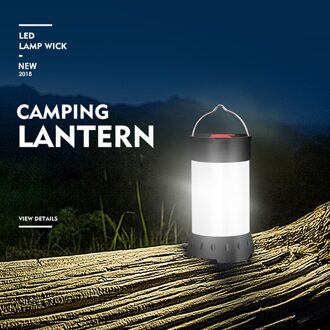 Magnetische Draagbare Wit Rood Camping Lantaarn 5 Niveau Helderheid Opknoping Tent Usb Oplaadbare Emergency Zaklamp + 18650 Batterij