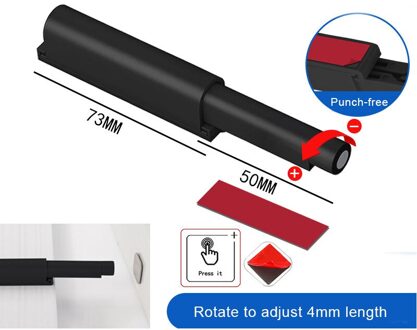 Magnetische Druk Rebound Apparaat Touch Vergrendelingen Met Indicator Sticker En Lijm Metalen Pad Voor Kabinet Kast Lade zwart