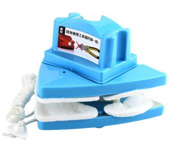 Magnetische Dubbele Side Klasse Reinigingsborstel Hoogbouw Venster Scherm Dust Remover Met Pols Touw Handig En Veilig te Gebruiken Blauw