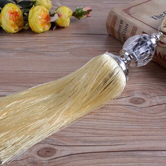 Magnetische Gordijn Kralen Tiebacks Kwastje Terugloopsper Crystal Bal Touw Tie Backs Binding Touw Haken Buckles Decor Voor Venster licht geel