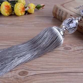 Magnetische Gordijn Kralen Tiebacks Kwastje Terugloopsper Crystal Bal Touw Tie Backs Binding Touw Haken Buckles Decor Voor Venster zilverachtig