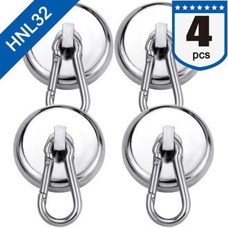 Magnetische Haken Sterke Zware Neodymium Magneet Haken Met Swivel Karabijnhaak Voor Koelkast 4Pcs HG99 hnl32 (maximum pull