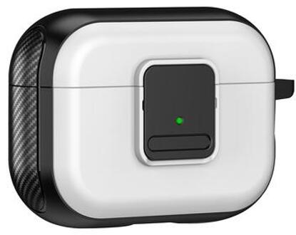 Magnetische hoes voor Apple AirPods Pro, Gesp ontwerp Bluetooth koptelefoon TPU hoes met karabijnhaak - Zwart + Wit