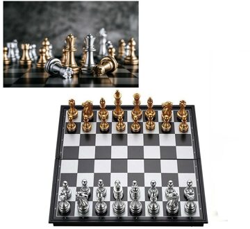 Magnetische Internationale Schaken Set Met 32 Schaakstukken Schaakbord Goud Zilver Bordspel Schaken Figuur Set Kids