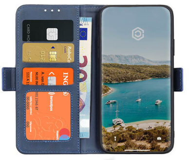 Magnetische Leren Wallet case - Portemonnee hoesje - iPhone 12 / iPhone 12 Pro blauw
