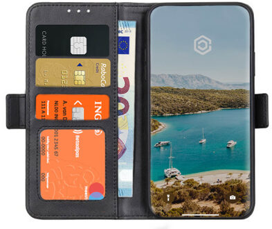 Magnetische Leren Wallet case - Portemonnee hoesje - iPhone 12 Mini zwart