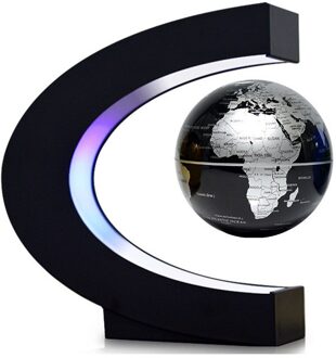 Magnetische Levitatie Globe C-Vormige 3 Inch Plank Student School Onderwijs Apparatuur Lichtgevende Nachtlampje Creatieve Engels zwart