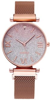 Magnetische Luxe Vrouwen Horloges Gradiënt Sterrenhemel Mode Dames Polshorloge Vrouwelijke Klok Quartz Horloge Relogio Feminino roos goud